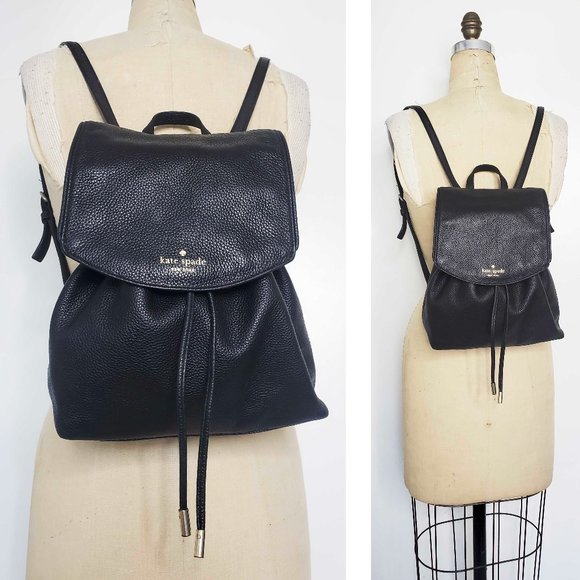 Kate Spade Womens Sinch Medium Backpack Black Leather - Picture 2 of 9